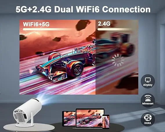 Smart Portable Projector with Auto Correction & 180° Rotation