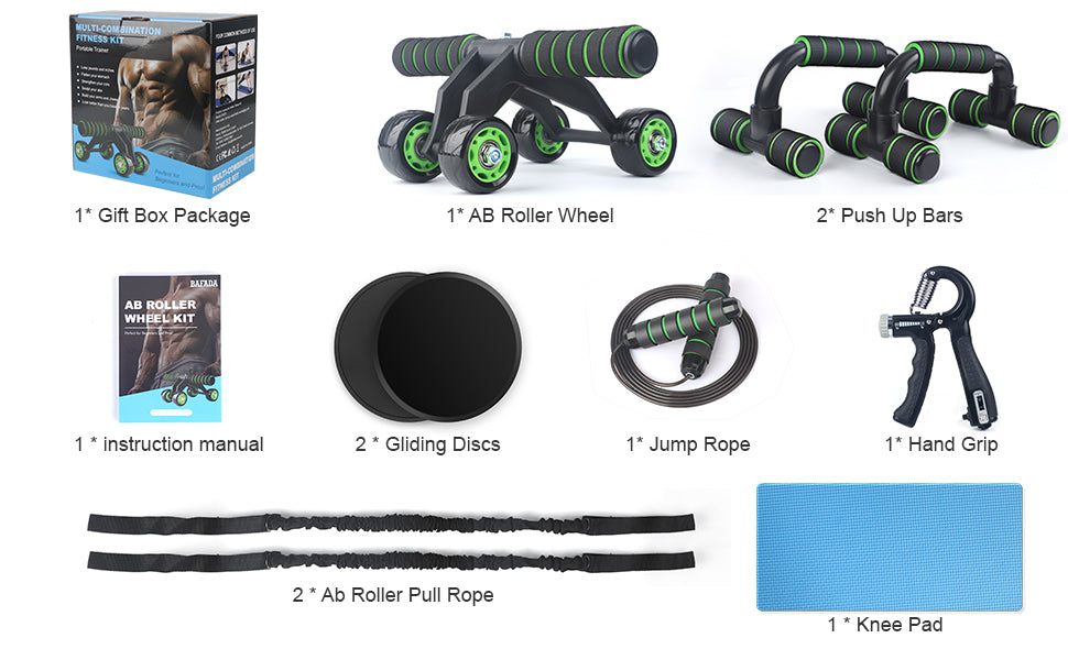 10-Piece Ab Wheel Roller Kit – Full Core & Strength Training Set