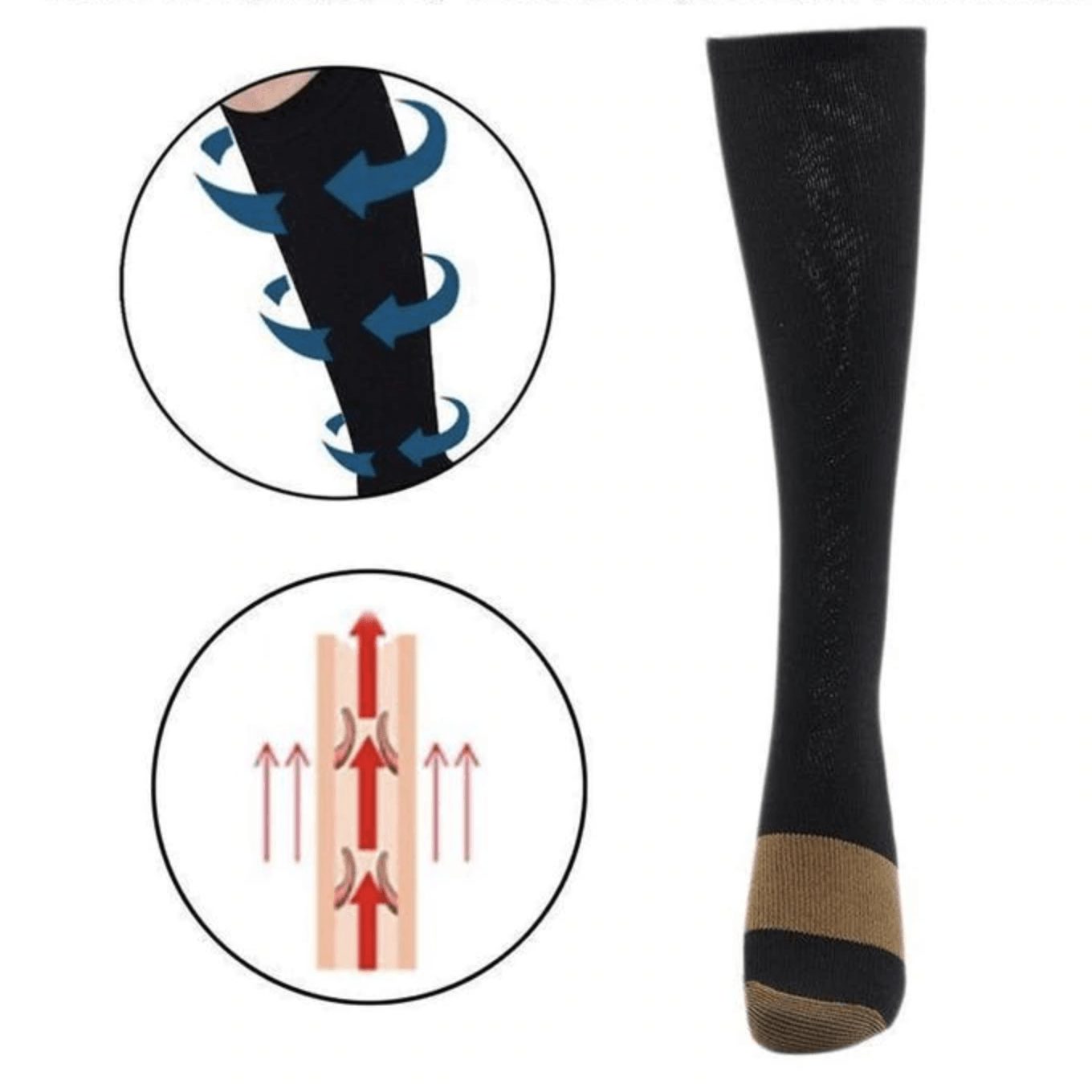 Breathable copper compression socks for pain relief, swelling & fatigue – 3-pack or 6-pack.
