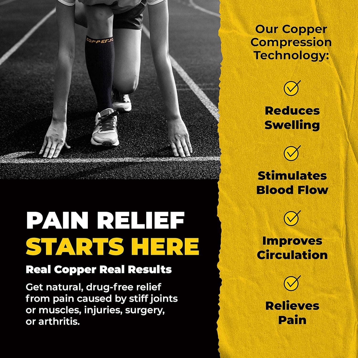 Breathable copper compression socks for pain relief, swelling & fatigue – 3-pack or 6-pack.