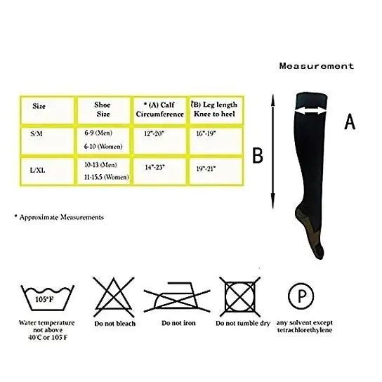 Breathable copper compression socks for pain relief, swelling & fatigue – 3-pack or 6-pack.