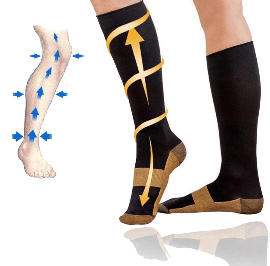 Breathable copper compression socks for pain relief, swelling & fatigue – 3-pack or 6-pack.
