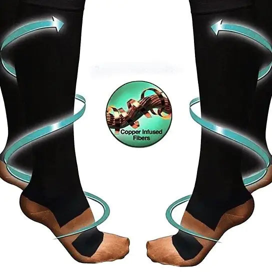 Breathable copper compression socks for pain relief, swelling & fatigue – 3-pack or 6-pack.