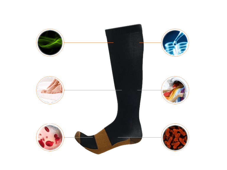 Breathable copper compression socks for pain relief, swelling & fatigue – 3-pack or 6-pack.