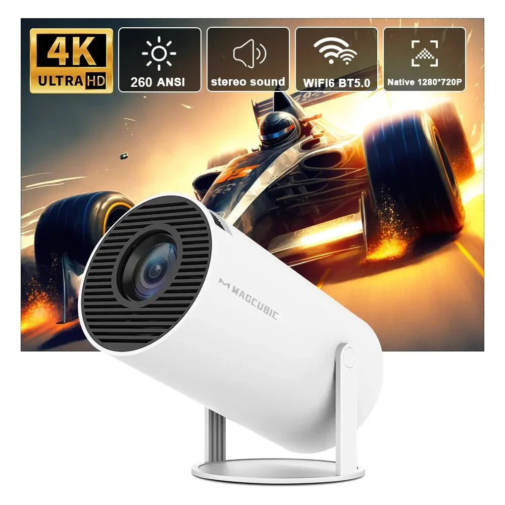 Smart Portable Projector with Auto Correction & 180° Rotation