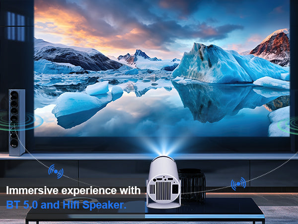 Smart Portable Projector with Auto Correction & 180° Rotation