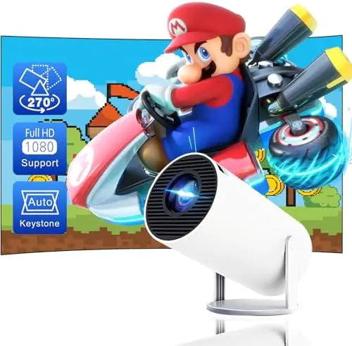 Smart Portable Projector with Auto Correction & 180° Rotation