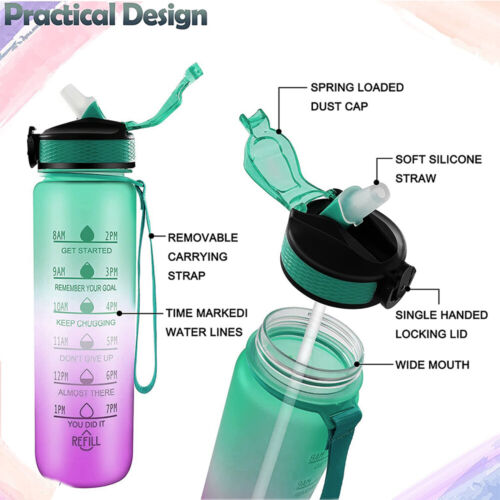 HydroTime Motivational 1L Water Bottle - NUWELLTH