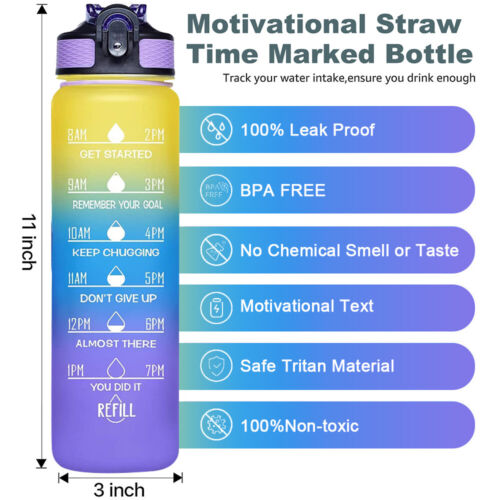 HydroTime Motivational 1L Water Bottle - NUWELLTH