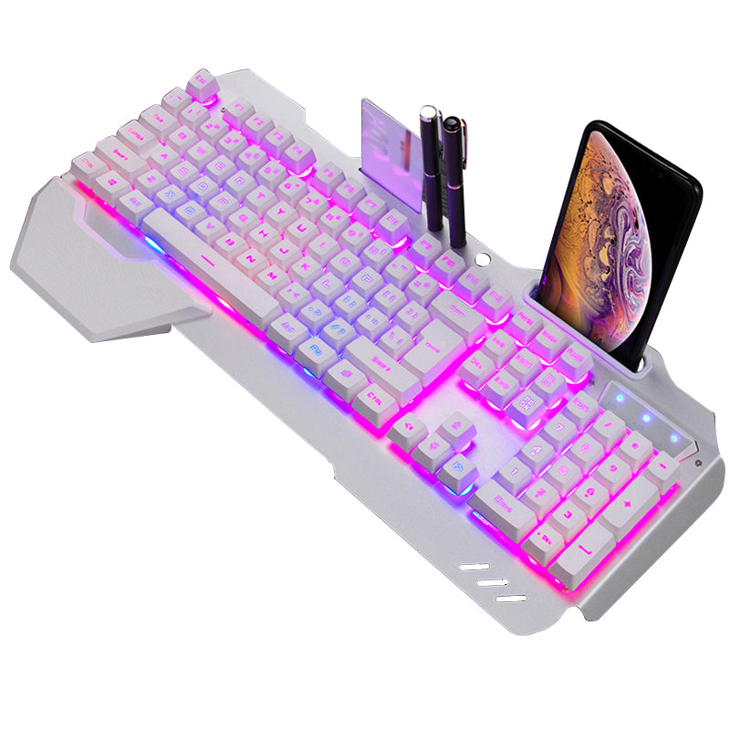 Ergonomic Gaming Keyboard With RGB Backlight And Phone Holder