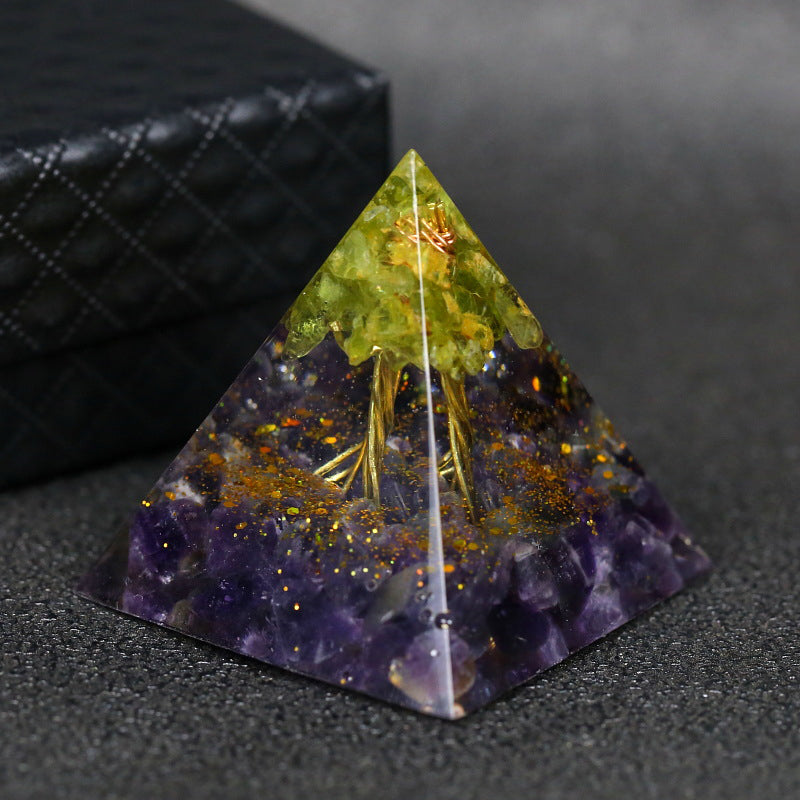 Natural Tiger Eye Orgonite Pyramid