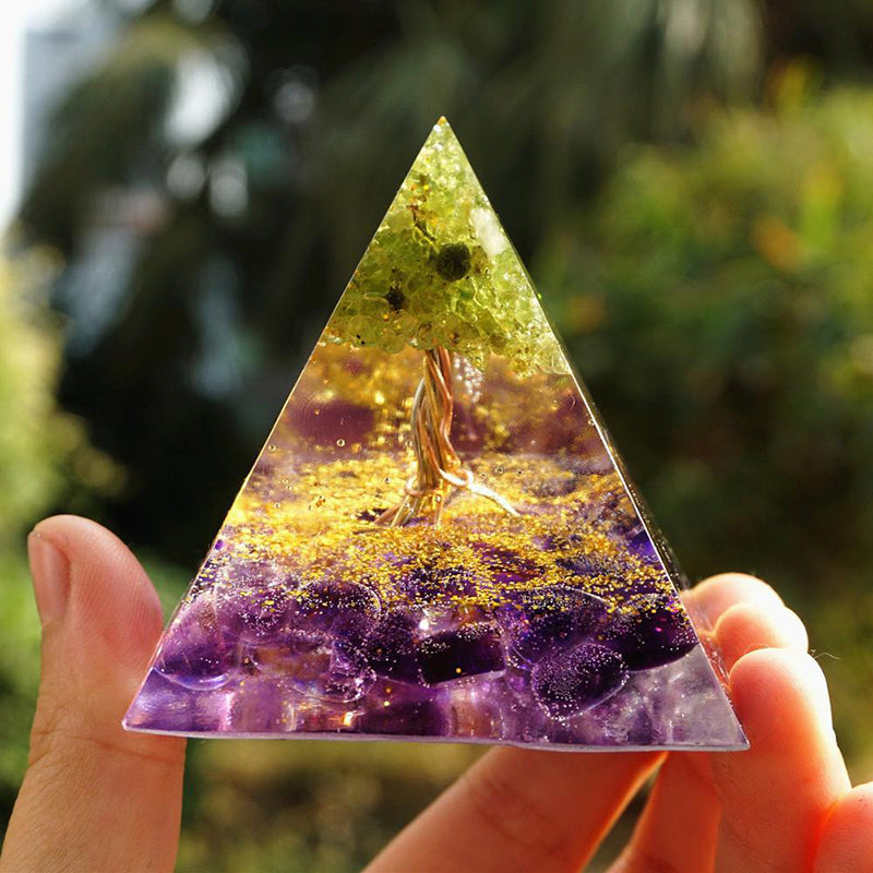 Natural Tiger Eye Orgonite Pyramid