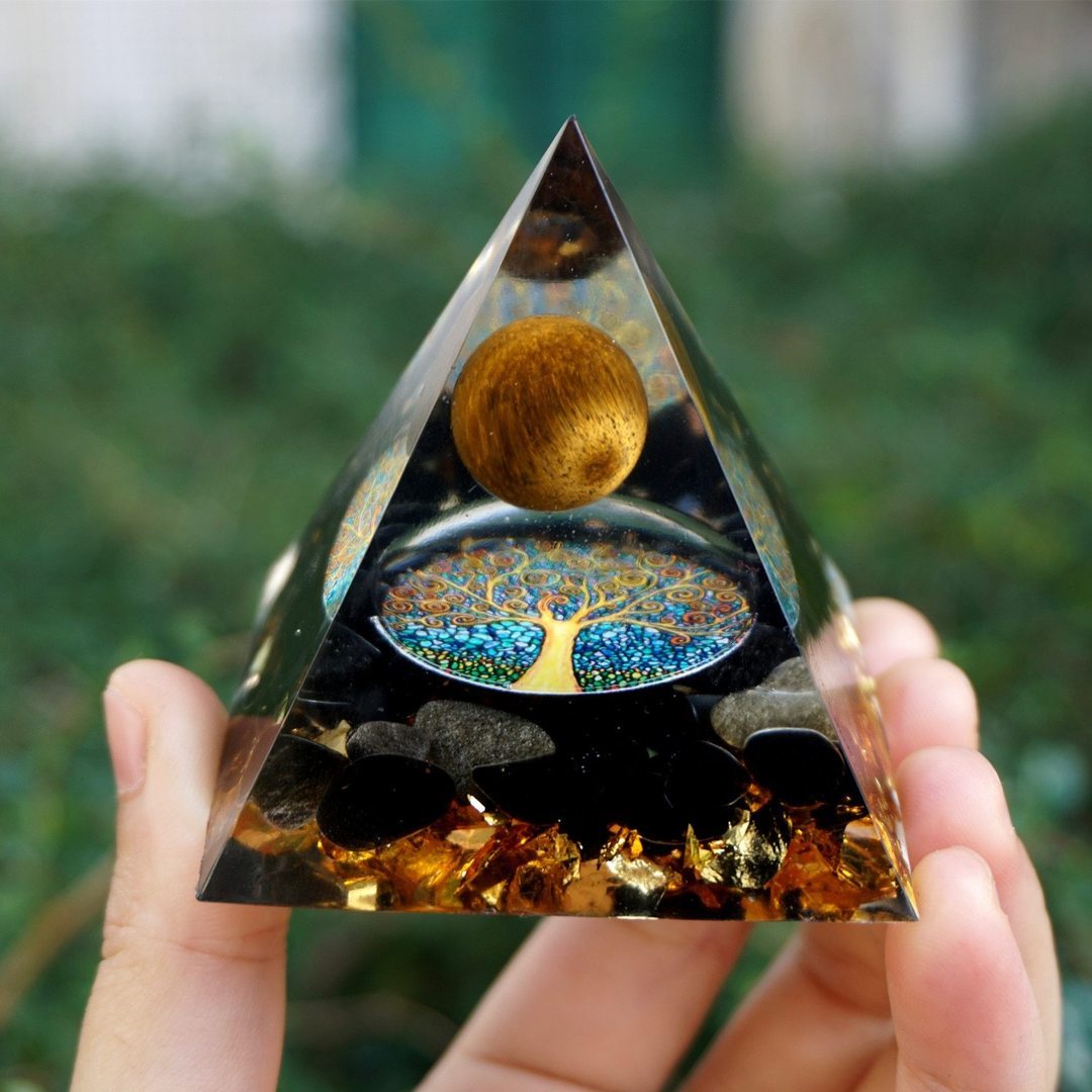 Natural Tiger Eye Orgonite Pyramid