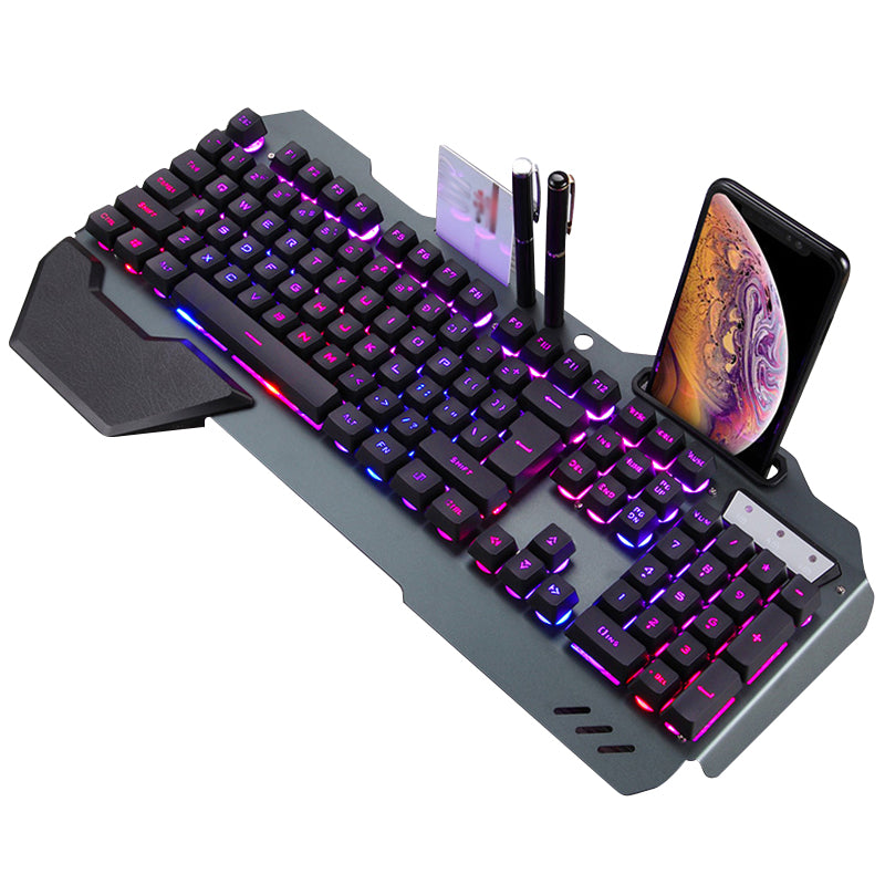 Ergonomic Gaming Keyboard With RGB Backlight And Phone Holder