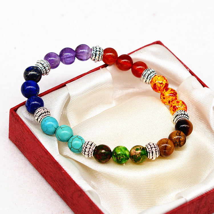 Seven Chakra Natural Stone Reiki Healing Bracelet