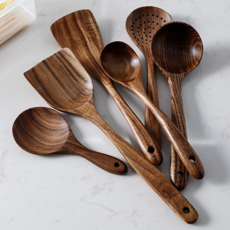 Thailand Teak Natural Wood Kitchen Tool Set - NUWELLTH