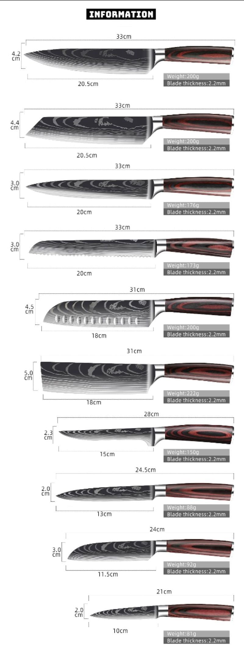 Cleaver Slicing Chef Kitchen Knives