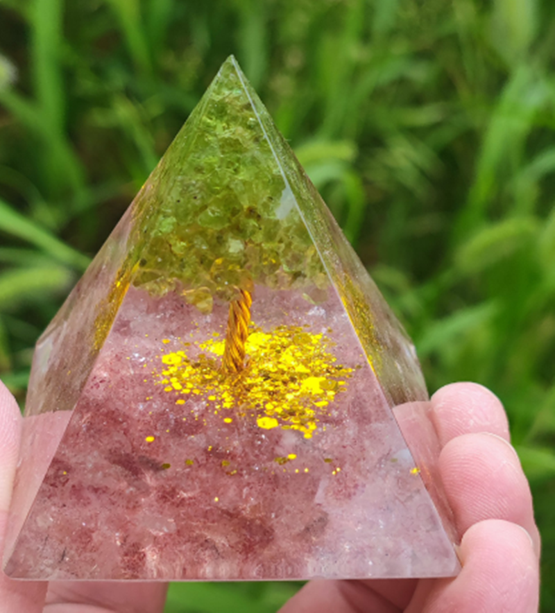 Natural Tiger Eye Orgonite Pyramid