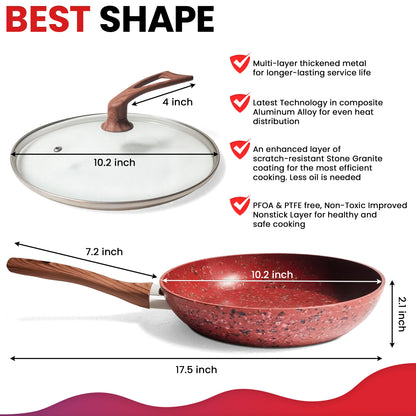 Copper Stone Nonstick 10" Frying Pan With Special Lid