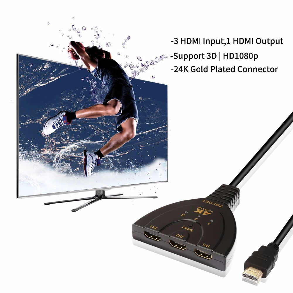 3 Port 4K HDMI 2.0 Auto Splitter Switcher