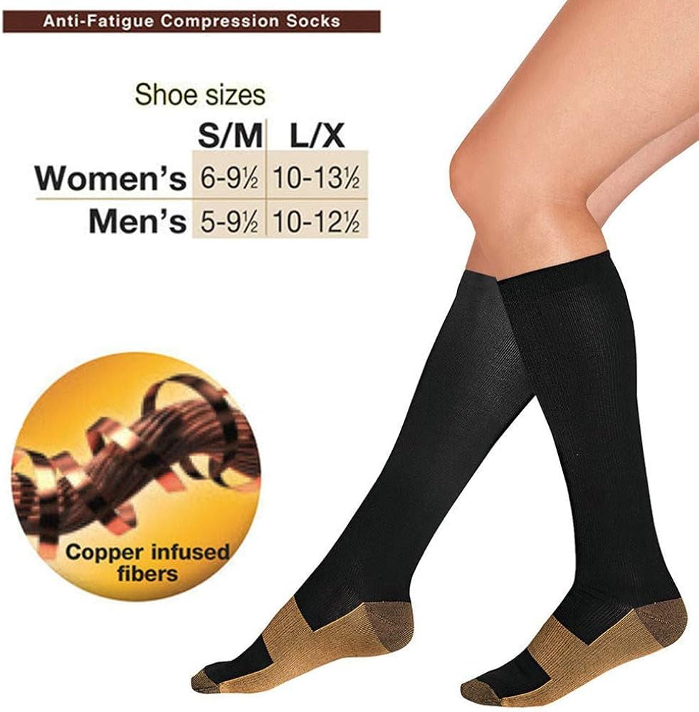 Breathable copper compression socks for pain relief, swelling &amp; fatigue – 3-pack or 6-pack.