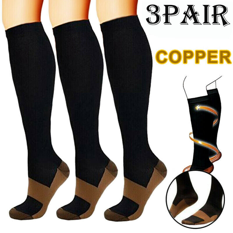 Breathable copper compression socks for pain relief, swelling &amp; fatigue – 3-pack or 6-pack.