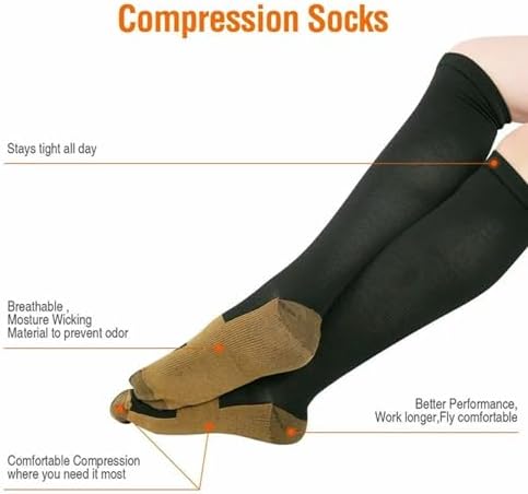 Breathable copper compression socks for pain relief, swelling &amp; fatigue – 3-pack or 6-pack.