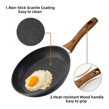 3-Piece Nonstick Healthy Cooking Frying Pan Set