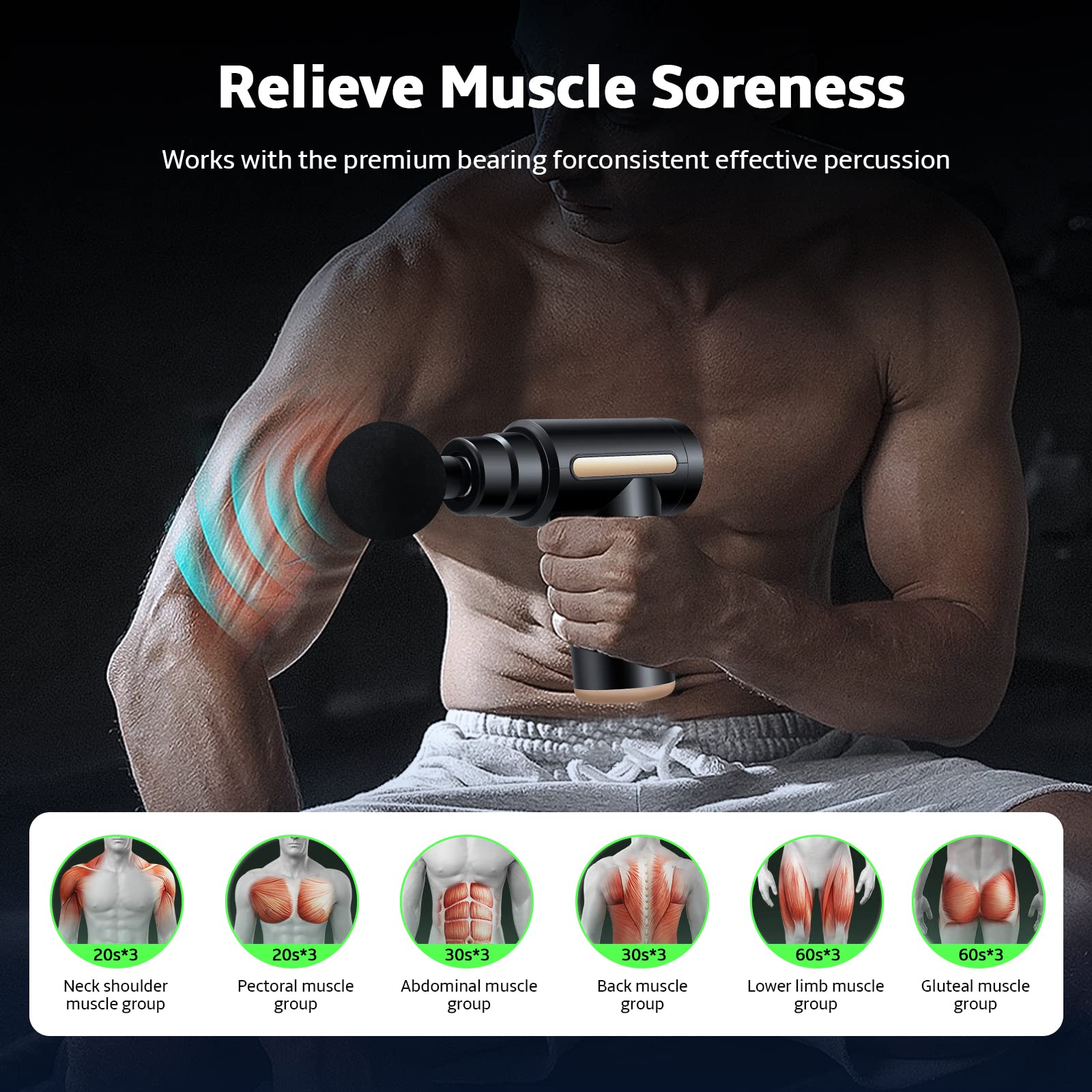 Percussion Massage Gun for Pain Relief &amp; Recovery