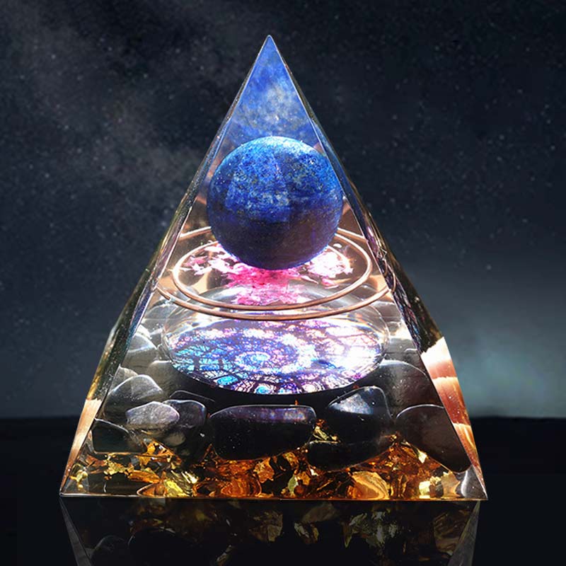 Natural Tiger Eye Orgonite Pyramid