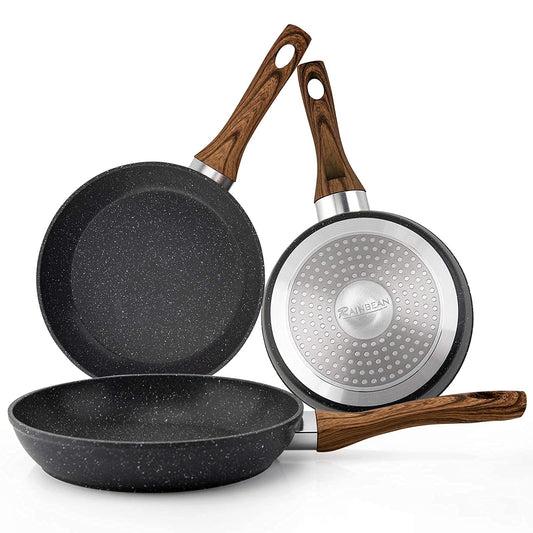 3-Piece Nonstick Healthy Cooking Frying Pan Set
