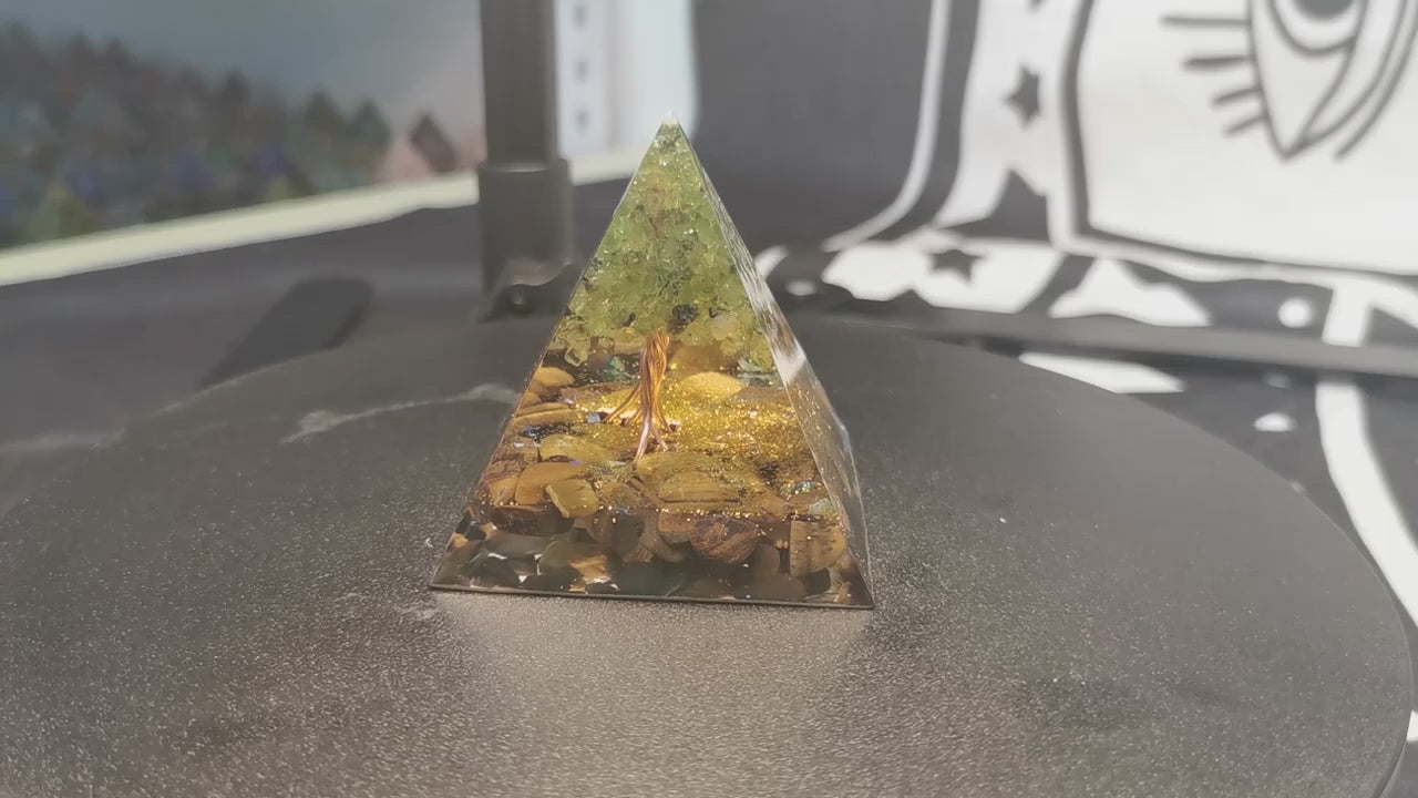 Natural Tiger Eye Orgonite Pyramid