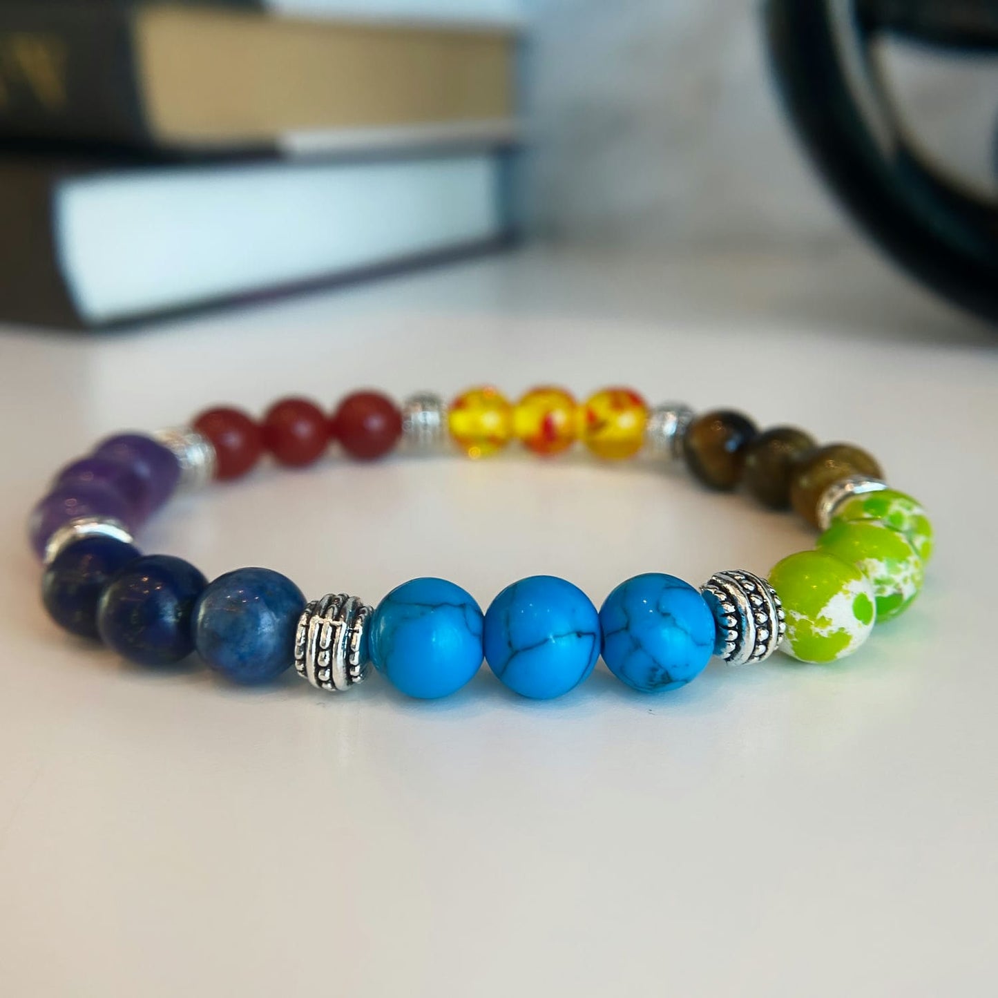 Seven Chakra Natural Stone Reiki Healing Bracelet